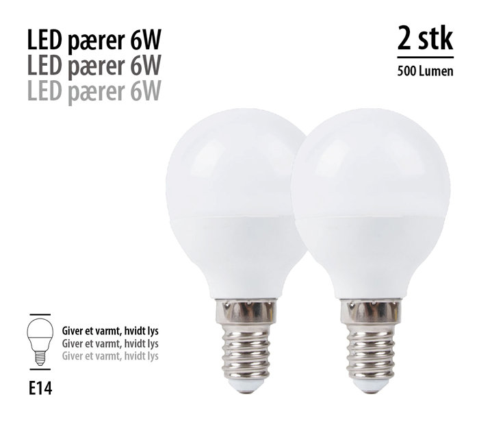 LED-kronepærer 5 W E14 - 2 pk.